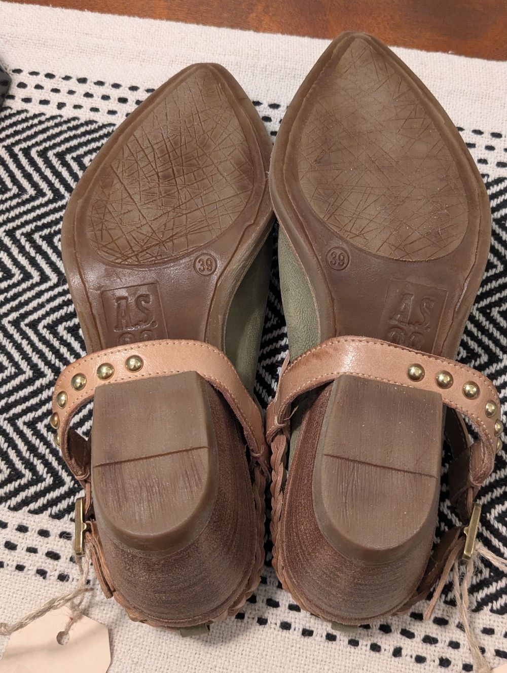 AS98 Clif Mules in sage green leather Size 39 8 8.5 - Picture 6 of 9